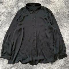 美品✨【INDIVI】 ブラック長袖シャツ ブラウス (L相当) 大きいサイズ