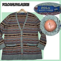 ✨美品✨POLOラルフローレン 総柄ニットカーディガンL