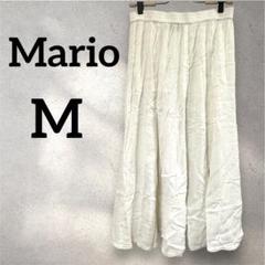 Mario 【M】フレアロングスカート コットン 白 ウエストゴム