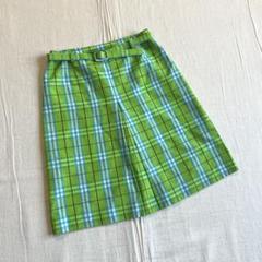 90s old Burberry 黄緑ノバチェック柄ミニ丈スカート Y2Kギャル