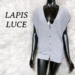 [LAPIS LUCE] ノースリーブ カーディガン Vネック ビジュー グレー