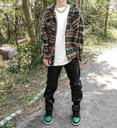 新品 mnml LOOSE WOVEN FLANNEL SHIRT