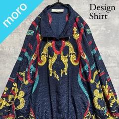 No.1572 VINTAGE ヴィンテージ 総柄シャツ スカーフ柄 光沢感