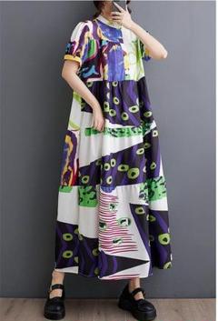 大きいサイズ レディース ロング　ワンピース　シャツ　春夏 秋 新品 半袖