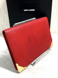 【外観極美品】YSL 長財布 レッド 値下げ☆極美品☆ YSL サンローランパリ 二つ折長財布 レザー レッド