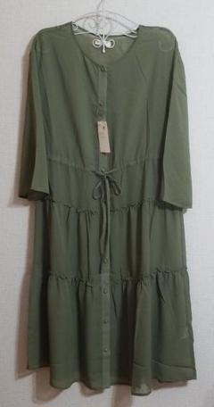 新品♡earth music&ecology シフォンガウン (カーキ)