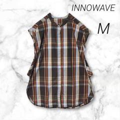 【INNOWAVE】極美品 チェック柄 ノースリーブ シャツ バックデザイン M