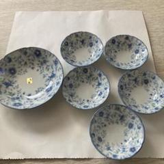 青い花柄の陶器ボウルセット 大1小5個 - メルカリ