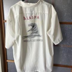 coen 刺繍ハッボウプリントオープンカラーシャツ　アラスカ　ALASKA 白