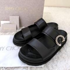 証明書付き✨ジミーチュウ marga flat サンダル フラット黒 ビジュー