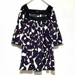 n0321【イネド】チュニック　日本製　総柄　フレアスリーブ　フランドル