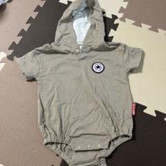 CONVERSE フード付きロンパース 80 ベージュ