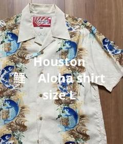 HOUSTON ヒューストン 半袖 開襟 オープンカラーシャツ 昇り鯉 Lのサムネイル