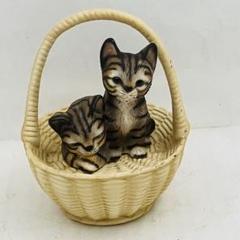 籠に入った猫 ネコ 置物 ミニチュア オブジェ