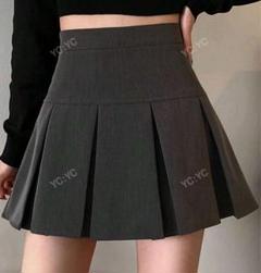 プリーツスカート グレー ハイウエスト SHEIN