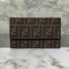 90s FENDI フェンディ 長財布 薄型 ズッカ ロゴ キャンバス FF