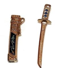 無双竜剣 幻鬼 DRAGON 青 キーホルダー サヤ付き