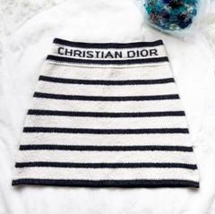 極美品*クリスチャンディオール 23SS ロゴ スカート ボーダー ストレッチ