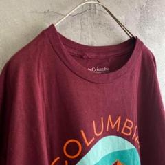 コロンビア 古着 アメリカ輸入 プリント Tシャツ 半袖 XLサイズ えんじ色