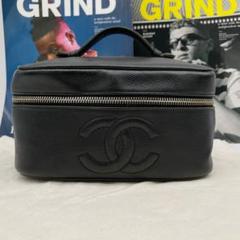 ✨【CHANEL】シャネル キャビアスキン バニティ 化粧ポーチ ココマーク 黒
