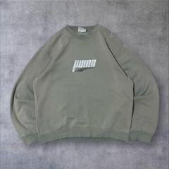 【PUMA】現行オリーブスエットトレーナー刺繍ロゴメンズXLカーキUSA古着