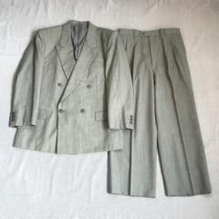ヴィンテージ グリーン グレー  L ダブル  セットアップ スーツ SL】【春夏】4釦1掛けダブルジャケット/オリーブグリーン+シア