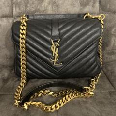 YSL ブラックレザーフラップバッグ YSL ブラックレザー ショルダーバッグ - メルカリ