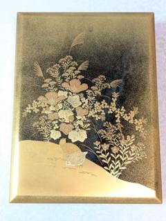 会津塗 金彩文箱 花鳥蒔絵 蒔絵梨地 文箱 漆器 美品