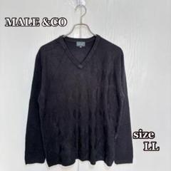 MALE &CO ダイヤ柄　Vネックニットセーター（M）メンズカジュアル