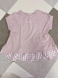 美品Lycee mineリセマイン フレアTシャツピンクギンガムチェック110