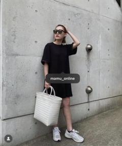 ワッフルチュニックワンピース ブラックmamu_online　マムオンラインのサムネイル