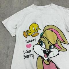 ルーニーテューンズ　トゥイーティー　ローラバニー　Tシャツ　古着　ホワイト　M