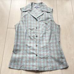Y2K 90s バーバリーズブルーレーベル ノースリーブシャツ ライトブルー
