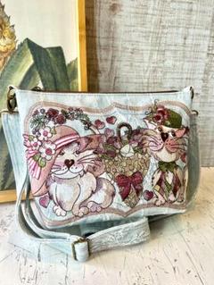 リクエスト＊ロラライハリス♡ブラックWデニム♡刺繍のミニバッグ♡ ロラライハリスでブラックWデニム♡刺繍のポケットいっぱいバッグ♡