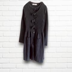 ギャラリービスコンティ 黒 長袖 トップス M　アンサンブル　リボン　リブ編み