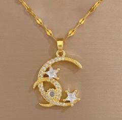 ネックレス ムーンスター 【人気再入荷】 czダイヤ サージカルステン ゴールド