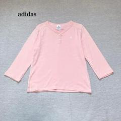 アディダス　ヘンリーネックT(L)刺繍　ワンポイント　万国旗タグ　ゴルフ　配色