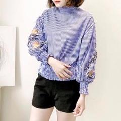 刺繍シャツ パフスリーブ ノーブランド▽のサムネイル