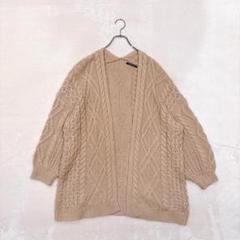 イング　（M）　ケーブル　ニット　カーディガン　ドロップショルダー　バルーン袖