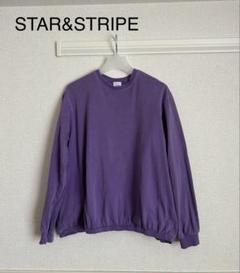 STAR&STRIPE リブ付き長袖Tee パープル　M