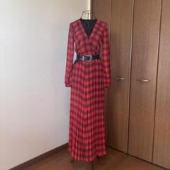 Guess チェック柄　ロングワンピース　マキシ丈　長袖　ドレス