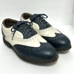 ミズノ ゴルフシューズ ファイナリスト ウイングチップ 革 スパイク ネイビー