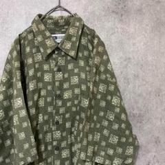 90s vintage 半袖　柄シャツ　レーヨン　メンズ　L 古着　個性派