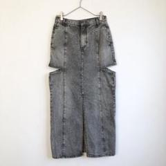 mystic ミスティック カットアウトスカート グレージュ M相当 デニム生地
