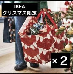 イケア限定★VINTERFINT。クリスマスᔦᔧ✩サンタクロース模様☆エコバッグ イケア限定☆VINTERFINT。クリスマスᔦᔧ✩サンタクロース模様
