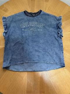 CHATON フリル袖デニム風トップス