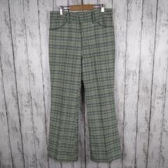70s ヴィンテージ　フレアパンツ　TALON ZIP 緑　チェック柄　M