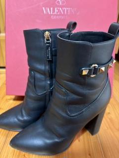 VALENTINO サイドゴアブーツ ブラック 36ハーフ 美品 VALENTINO ヴァレンティノ スター柄レザー サイドゴアブーツ