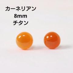 チタン カーネリアン 8mm 天然石 艶 ピアス