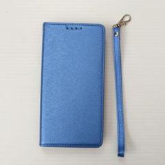 手帳型スマホケース スマホケース トラップ付き 青 ブルー